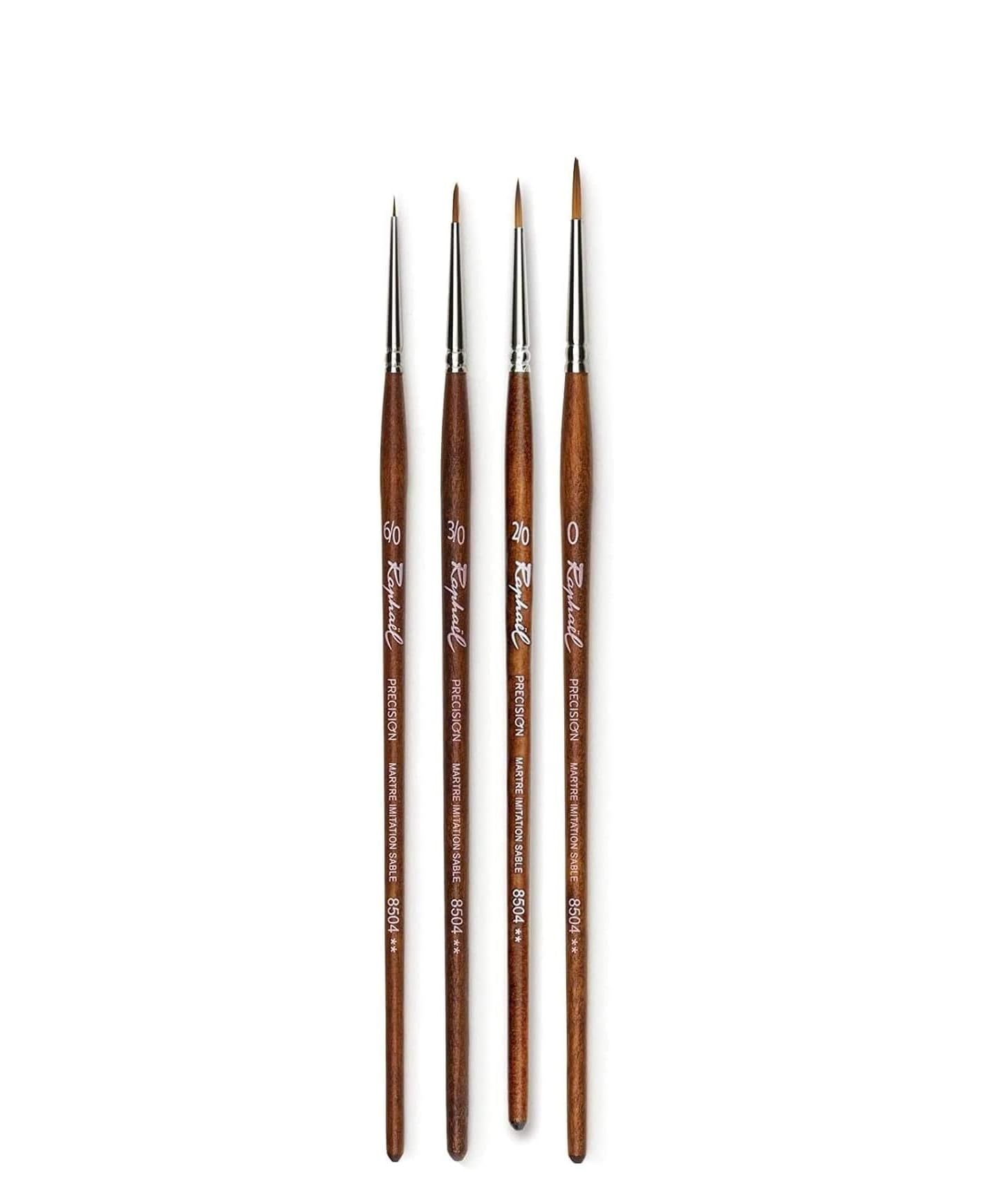 Pinceau Raphael Série 8504 MARTRE IMTATION Sable, Set 4 pcs 6/0, 3/0, 2/0,0. (Raphael France)