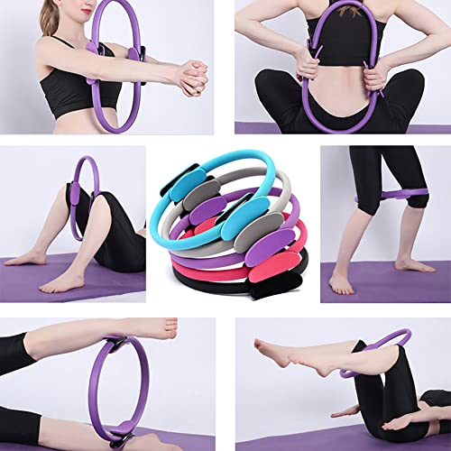 LTLCLZ 8Pcs Yoga Starter Sets Yoga Ball Magic Ring Pilates Circle Stretch Strap Yoga Blocks Non Slip Socks For Home Workout Fitness Kit,Purple - Image 4