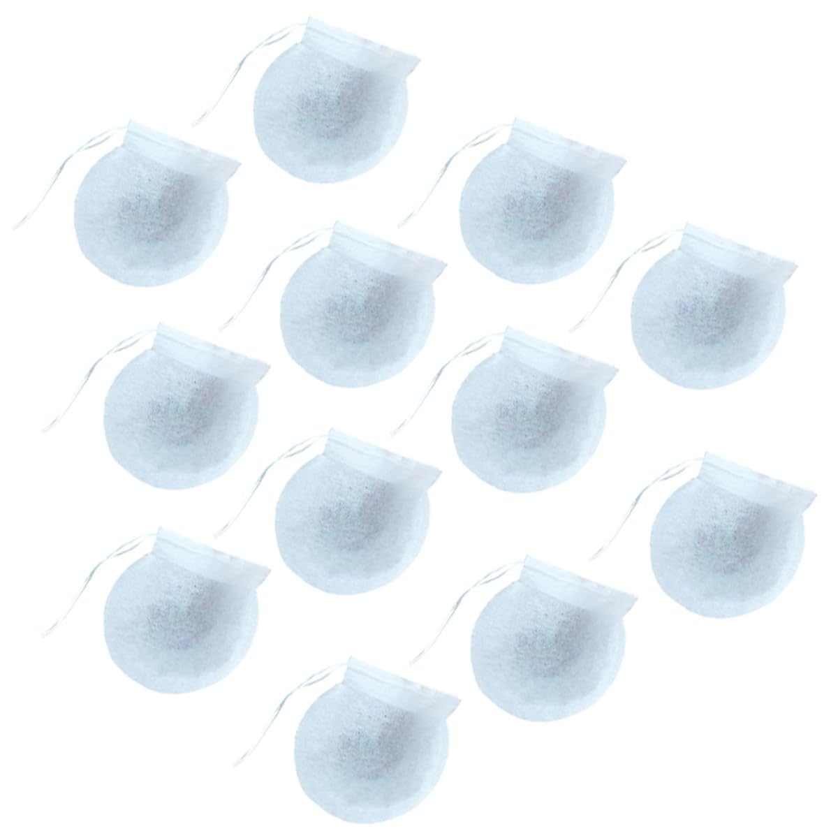 COLLBATH 100pcs Disposable Round Tea Bags 75mm White Drawstring Filter Pouches for Loose Leaf Tea Spices Brewing Practical Infuser Bags Suitable for Home and Travel