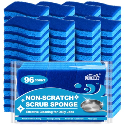 Image of HOMEXCEL Sponges Kitchen 96 Pack, Non Scratch Scrub Dish Sponge for Dishes