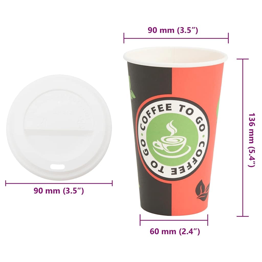 Bicchieri di carta con coperchio, 1000 pezzi, 400 ml, usa e getta, per caffè da asporto e bevande fredde, con protezione antigoccia, ideali per feste, ufficio, catering e gastronomia, in