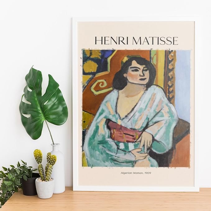 Lámina poster de Dama sentada en un virginal Cuadros decorativos para tu salón, hogar. Estampados de arte de pared. Impresiones de pared estética inspiradas en Johannes Vermeer A4 con marcos blancos