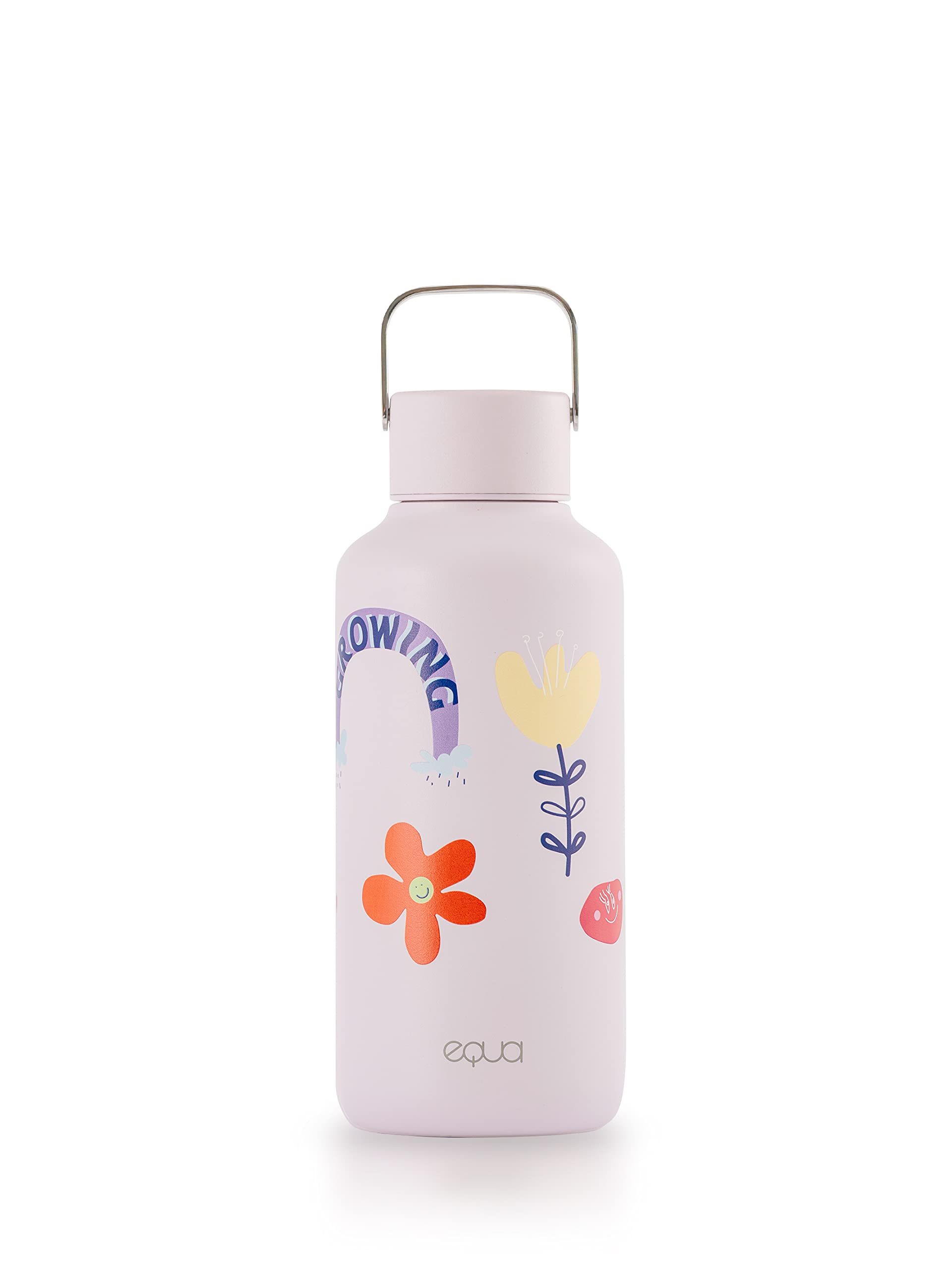 Equa Botella De Agua De Acero Inoxidable Timeless, PequeñA, Flower Power, 600 Ml-image