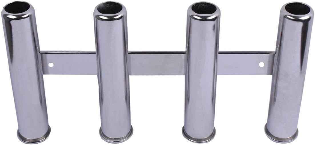 NUZAMAS Fishing Rod Holder Marine Grade 316 Stainless Steel 4 Tube Rack For Boat Yacht Side Mounted Home Rods Storeage Heavy Duty