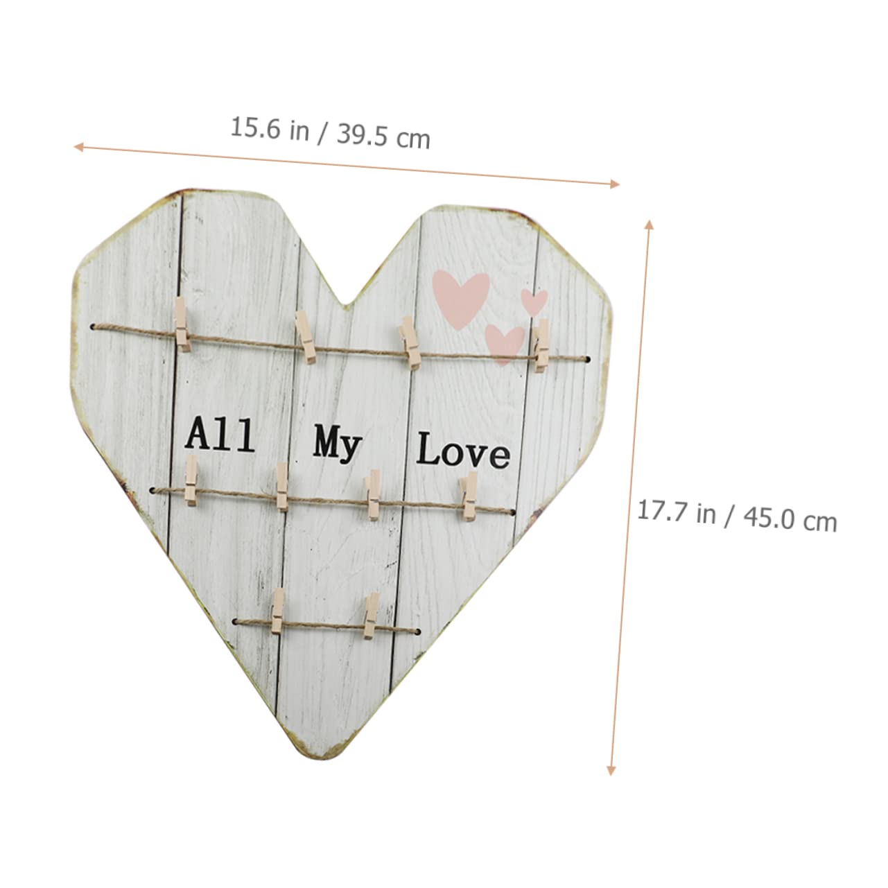 Cuore Portafoto in Legno Beige, Decorazione da Parete Rustica per Casa e Matrimonio, per Foto e Ricordo
