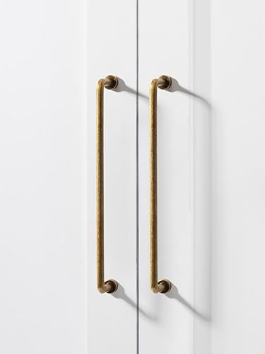 Miniatura 10 de Paquete de 5 tiradores de barra de gabinete de latón antiguo de 3.78 pulgadas, centro de agujero, manijas clásicas retro vintage para cajones,