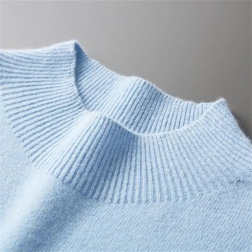 Men's Wool Pullover Half Turtleneck Casual Solid Color Warm Soft Knitted Sweater4