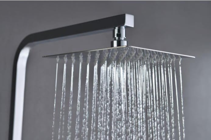Mice - Columna termostática para ducha - Barra de ducha - Griferia para baño termostatica con rociador cuadrado y de acero inoxidable mango de ducha (Cromo)