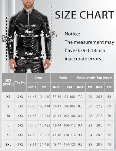 Image of Panegy Men's Liquid Shiny Leather Shirt Jacket Slim Fit Wetlook Party Nightout Club 70s /80s Disco Blouse Tshirt