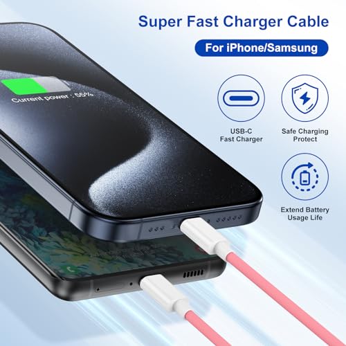 Image of USB C to USB C for Apple iPhone 15 Charger Cable[3-Pack 6ft],Fast Long USB C to USB C Fast Charging Cable Cord for iPhone 15 /15 Pro /15 Plus /15 Pro Max,MacBook Air, Mac Book Pro 2020,iPad 12.9 5th