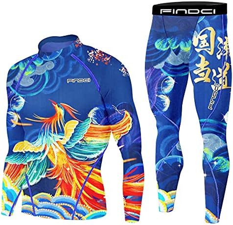 Findci Men's Compression Sportswear Suits Gym Tights Training Boxing Rugby Clothing Jogging Sports Set Running Rashguard Tracksuit (FX345643)