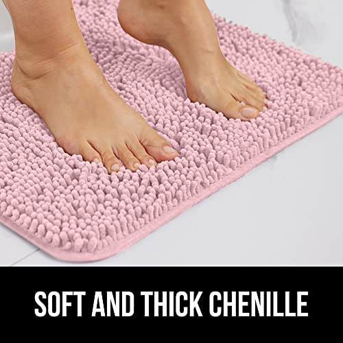 Gorilla Grip Bath Rug 24X17, Thick Soft Absorbent Chenille, Rubber Backing Quick Dry Microfiber Mats, Machine Washable Rugs For Shower Floor, Bathroom Runner Bathmat Accessories Decor, Light Pink #TOP2