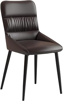 Black Modern Dining Chair Upholstered Leather Dining Chair Modern Mid Century Kitchen Dining Chair, Accent Chair Modern Home Side Chair for Bedroom Metal Counter Chair High Back /Black