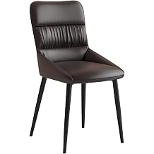 Black Modern Dining Chair Upholstered Leather Dining Chair Modern Mid Century Kitchen Dining Chair, Accent Chair Modern Home Side Chair for Bedroom Metal Counter Chair High Back /Black