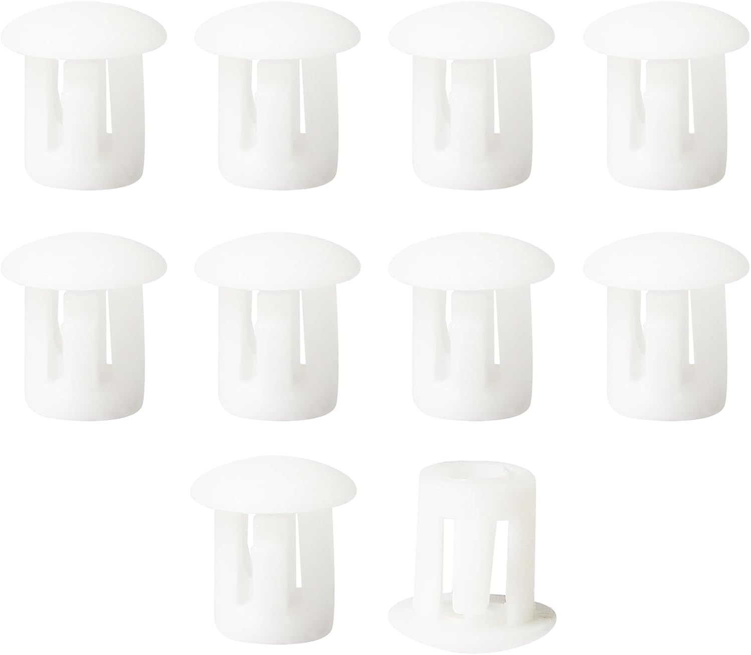 10pcs Plastic Hole Plugs, Snap in Locking Hole Tube Circular Locking Fastener Cover, Insert End Caps for Furniture Fencing Post Pipe - 5mm, White