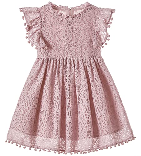 Beganly Mädchen Elegante Prinzessin Spitzenkleid Kleinkind Vintage Pom Pom...