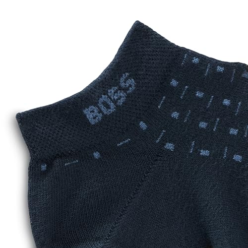 BOSS Men's 2-Pack Stripe and Solid Cotton Ankle Socks4