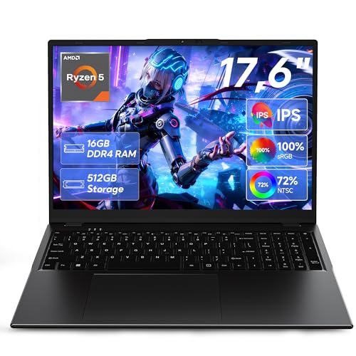 jumper 2026 Gaming Laptop 17 6 Zoll IPS 1920X1200 16GB DDR4 RAM 512GB SSD AMD R5 3500U(bis zu 3 7GHz) Leuchtende Tastatur Leichte Business und Studenten Notebook Vollfunktionale Typ-C/HDMI/WiFi6