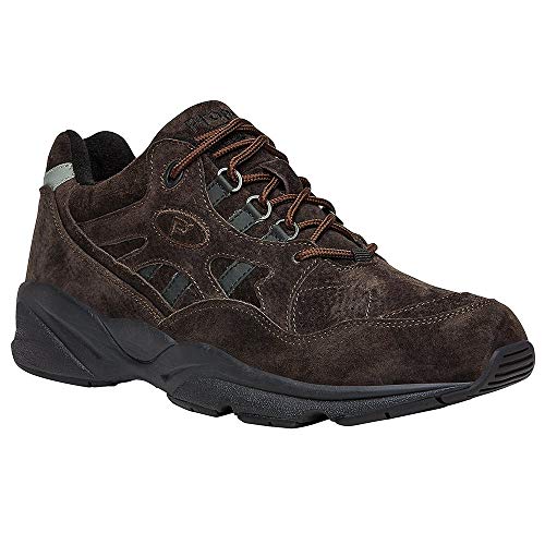 Propét Men's Stability Walker Walking Sneakers Medicare Approved Shoes, Brown, 7