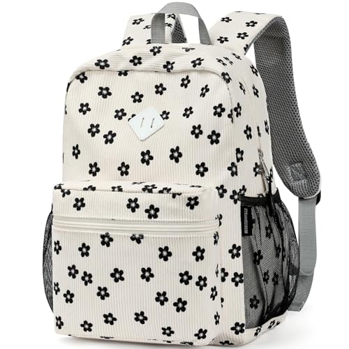 Image of STEAMEDBUN Corduroy Kids Backpack for Girls Boys 3-8, Girls Backpack for Elementary Kindergarten - Flower