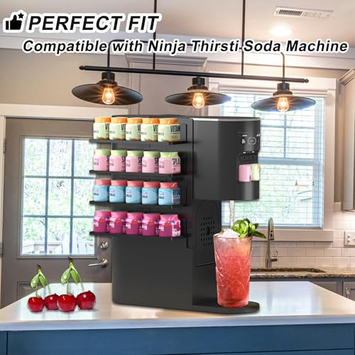 LeoTube Flavor Pods Storage Holder for Ninja Thirsti Soda Machine, 4-Tier Organizer for Ninja Thirsty Flavor Pods, Hold 20 Flavor Water Drops, Space-saving & Easy to Access, Soda Maker Accessories