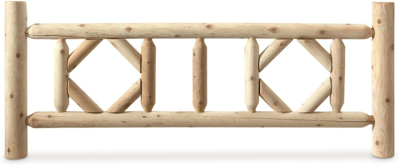 Castlecreek Diamond Cedar Log Bed Frame Twin, Rustic Natural Wood Bed Frames with Headboard