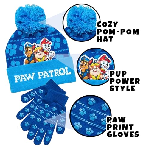 Image of Nickelodeon Paw Patrol Boys Winter Hat and Mitten or Glove Set (Age 2-7)