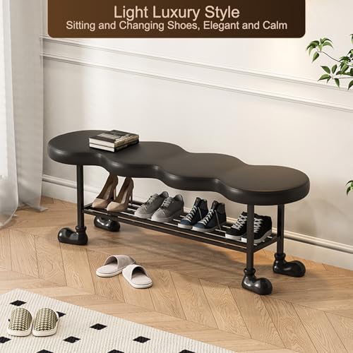 Banc de rangement en cuir avec assise rembourrée pour optimiser l'entrée - 4