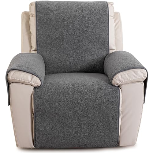 NNSMUN Sesselschoner für Relaxsessel Fernsehsessel, Sesselschoner Sesselüberwürfe mit Armlehne, Fernsehsessel Bezug, Schonbezug Sessel, Sesselauflage rutschfest (Grau,(30 * 91) 76 * 231CM)