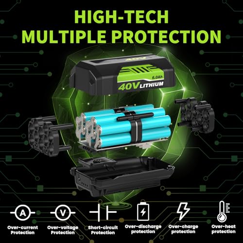 Image of 2Pack Upgraded 6000mAh High Capacity Replacement for Ryobi 40V Battery OP40601 OP40602 OP40261 OP4050 OP40404 OP4075A Compatible with Ryobi 40Volt Lithium ion Battery Power Tools