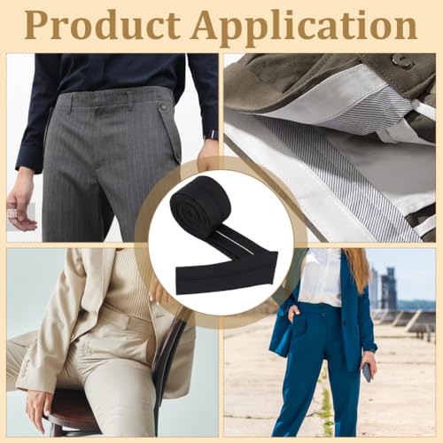 BENECREAT Acabamento de forro de cintura para calças de terno preto de 14 m, faixa de cintura de alf