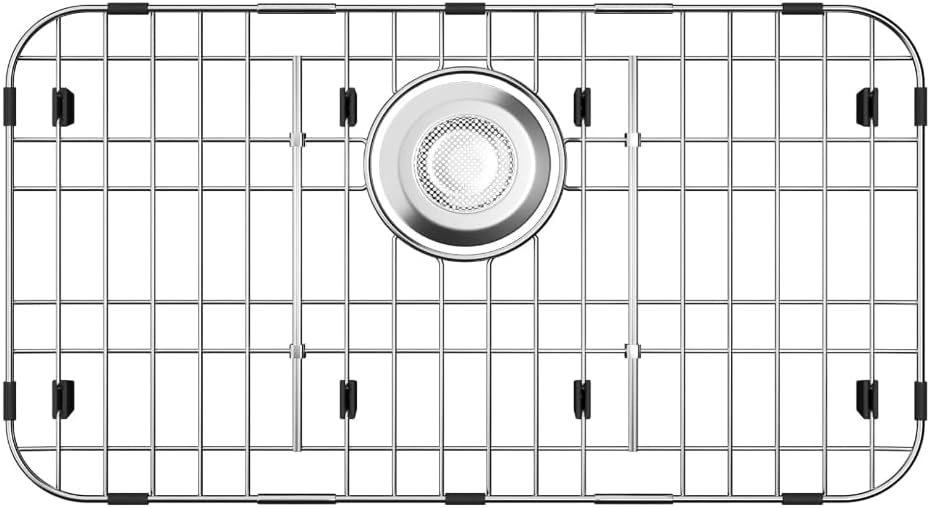 Large Stainless Steel Sink Grate 23" X 13",Sink Protector for Kitchen Sink,Metal Sink Rack with Rear Drain Hole for Single Bowl,Sink Grid for Bottom of Sink with Strainer and Corner Radius 2.4",1 pack