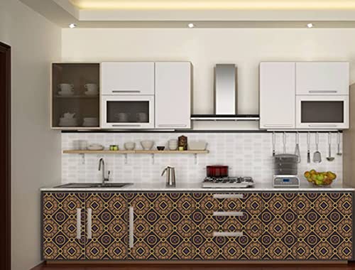 Image of CABANA HOMES Wall Stickers Botanical DIY Wallpaper for Decals (45 x 125 cm, 1 Roll) (6 sq. ft) Decorative Self Adhesive Home Decor Furniture, Table Top, Kitchen, Brown