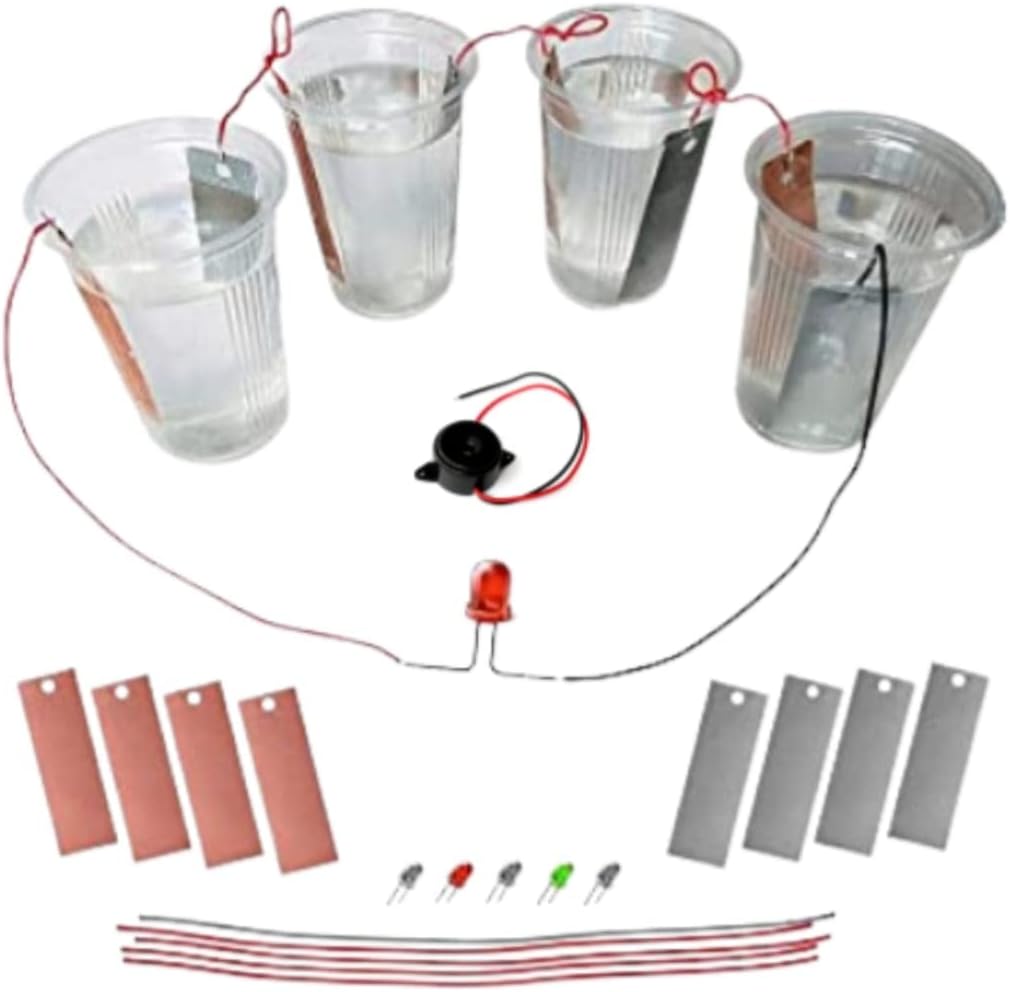 VITSZEE Salt Water kit Battery Copper, Zinc Plate (Strips), LED Light, Wire | Science Lab| Fun-Magic Learning |Project | Practical | Science Fair | Model | Tinkering Lab