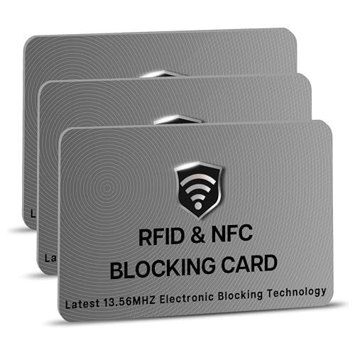 Image of SaiTech IT RFID Blocking Cards - 3 Pack, Protects Entire Wallet /Purse, NFC Contactless & ATM Guard - Grey