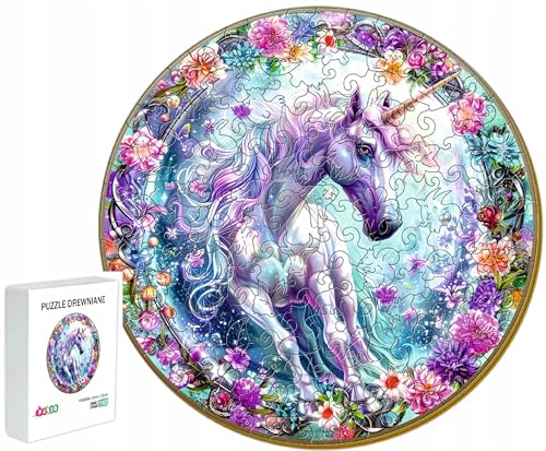 PASJO - Puzzle de madera para adultos con diseño de unicornio, 145 piezas, 22 x 22 cm -...