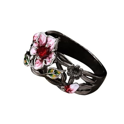 Flower Engagement Rings For Women Cocktail Ring With Round Cut Zirconia Wedding Anniversary Promise Rings For Women #TOP2