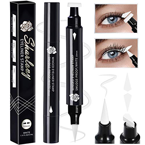 Sharlovy Winged Eyeliner Stamp-2 Eyeliner Pens For Perfect Wing Cat Eye Stamp Eyeliner Waterproof Smudge Proof, Long Lasting Makeup Liquid Eye Liner (10Mm, White) #TOP7