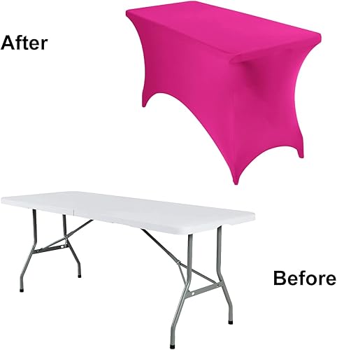 Miniatura 23 de Paquete de 2 manteles rectangulares impermeables de elastano, 6 pies, color negro, elástico, resistente a las manchas, para todas las estaciones