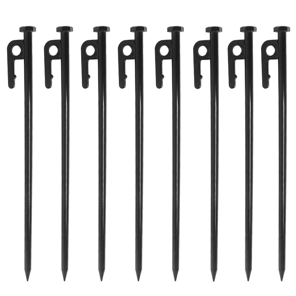 Schwarz 30CM Zeltheringe Zeltnagel 8-teilig, Hochleistungs Zelt Heringe Erdnägel Aus Hochfestem Stahl Für Camping Outdoor Strand Und Wandern