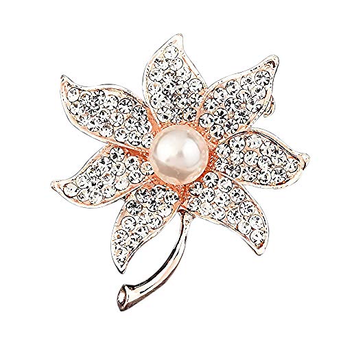 JewelBeauty Womens Elegant Flower Floral Bridal Wedding Bouquet Brooches Imitation Cats Eye Brooch Pins (Begonia)