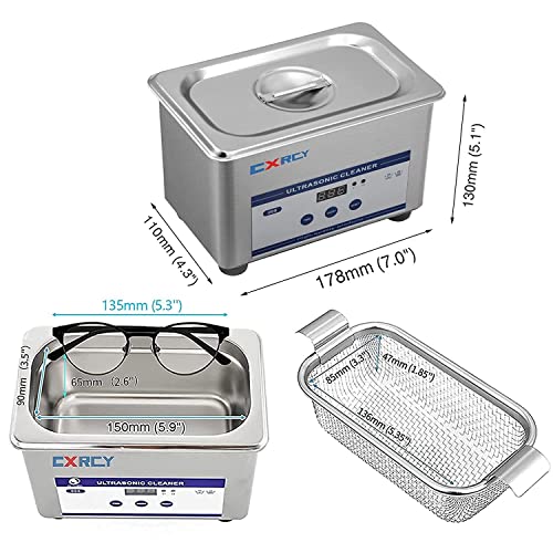 CXRCY Limpador ultrassônico de joias 0,8l, máquina de limpeza profissional para óculos, instrumentos