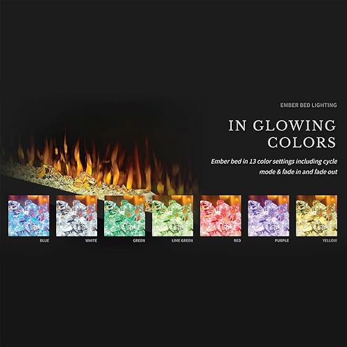 Miniatura 6 de Napoleon Trivista Pictura 60 - NEFL60H3SV - Chimenea eléctrica para colgar en la pared, 60 pulgadas, color negro, frente de cristal, llamas