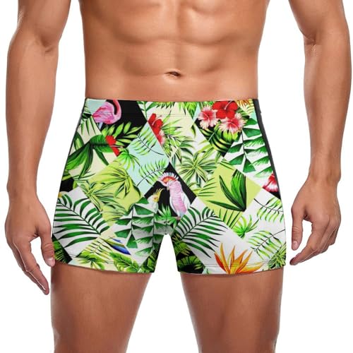 Short de bain homme motif perroquet et flamant pour l'été
