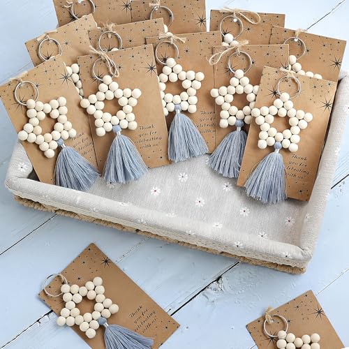 Wooden Bead Tassels (30 pcs set) for Wedding Guest Favors, Baby Shower Favors for Boys, Christening Gifts for Boys, Bridal Shower Party Favors, Thank You Gifts. (Blue30)