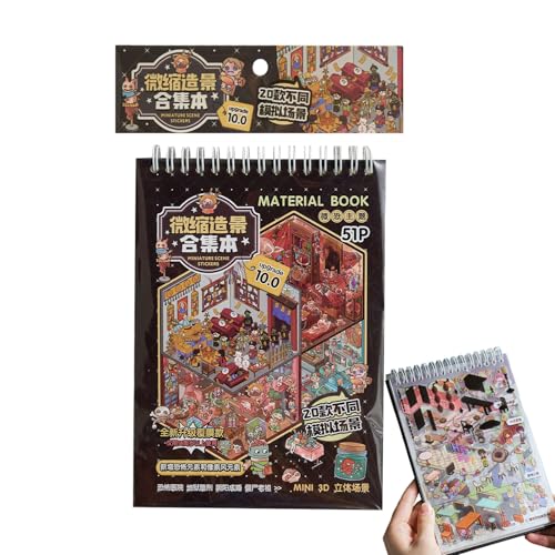 Libro de calcomanías de escena, kit de escenas de calcomanías de casa, libro grande de calcomanías 3D para habitación de terror, suministros de manualidades reutilizables para niños, pared, hogar