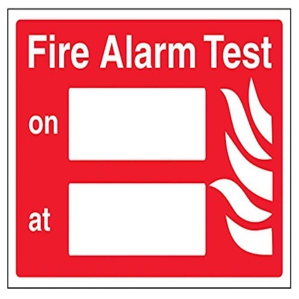 V Safety Fire Alarm Test Sign - 200mm x 150mm - 1mm Rigid Plastic