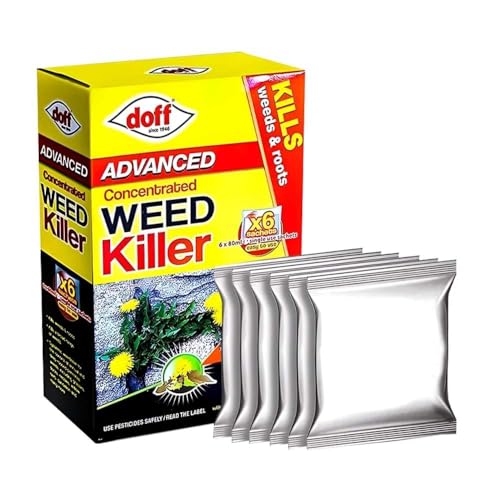 Advanced Concentrated Weedkiller 80ml x 6 Sachets - Super Strength Concentrated Glyphosate Weed killer Kills Weeds & Roots Pesticides Brambles Ivy Tree Stumps