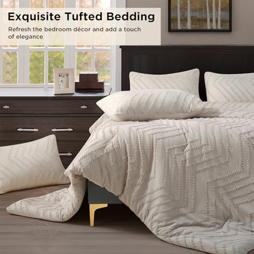 Themelove Oatmeal Tufted King Comforter Set 3 Pieces — view 3