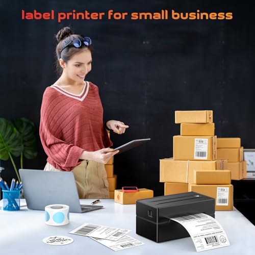 Image of Thermal Label Printer, 4x6 Shipping Label Maker for Small Business | Compatible with Amazon, Shopify, Etsy, USPS, UPS, FedEx Package Shipping(Black)